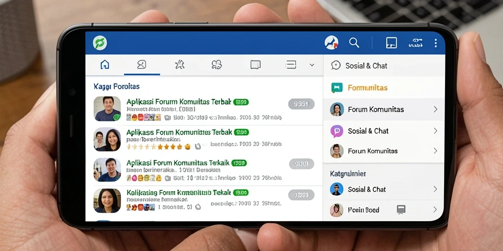 Tampilan antarmuka aplikasi 9399 untuk Forum Komunitas