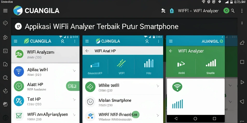 Screenshot CUANGILA menunjukkan antarmuka WiFi Analyzer yang informatif dan mudah dipahami.