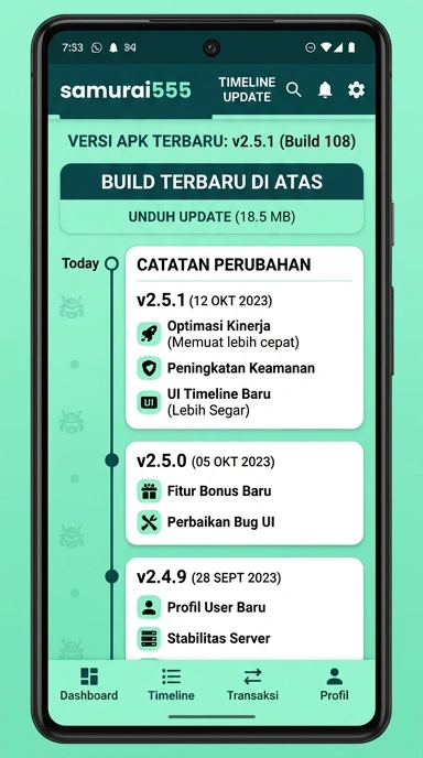 Riwayat Versi samurai555 untuk Pengguna Android